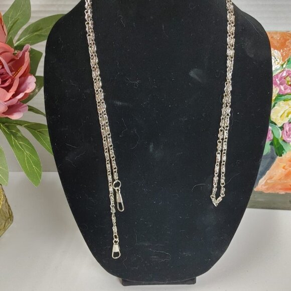 Vintage Pocket Watch Chain Extra Long 48" Silvertone stainless steel - Picture 1 of 4